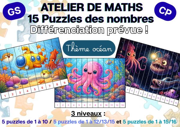 Apercu 15 Puzzles numeriques ete mer plage GS CP