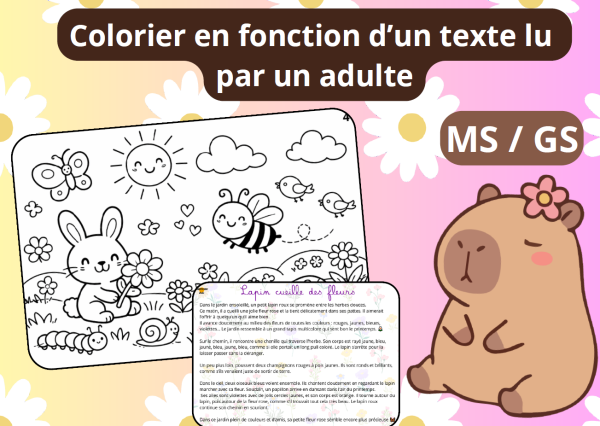 Apercu 7 histoires Fiche Jeu Je lis tu colories MS GS CP