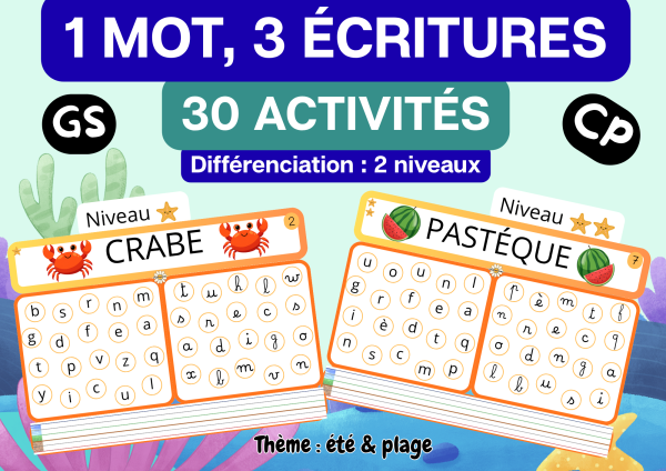 Apercu GS CP 30 activites Un mot 3 ecritures ete
