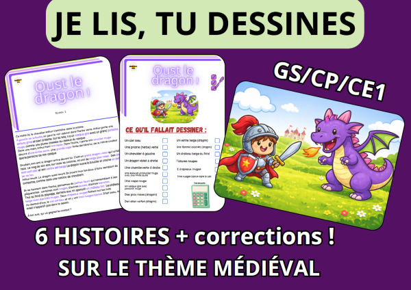 Apercu Je lis je dessine MS GS CP CE1 6 textes MEDIEVAL corrections
