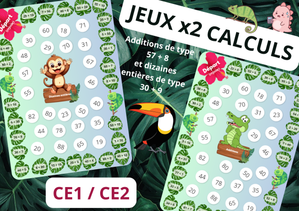 Apercu Jeu de plateau CE1CE2 Calculs additions