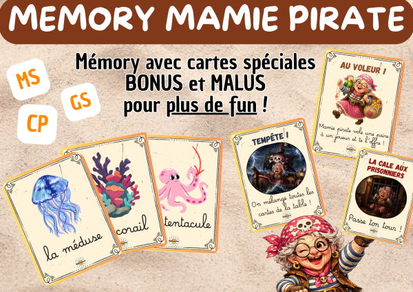 Apercu Mamie pirate memory revisite plage ete MS GS CP CE1
