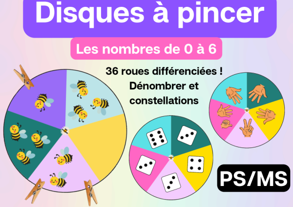 Apercu PACK jeu Nombres a pincer 0 a 6 PS MS Compter doigts des