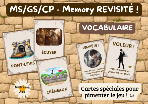 Apercu   Jeu de vocabulaire MS GS CP Memory REVISITE medieval