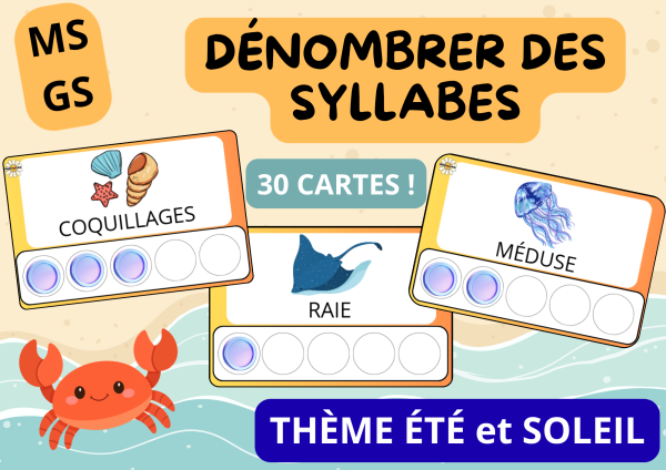 Apercu denombrer des syllabes ms gs ete plage mer ocean jetons