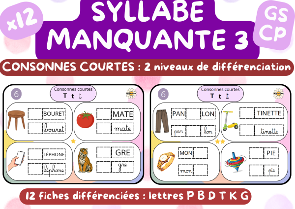 Apercu syllabe manquante P B D T K G gs cp consonne courte