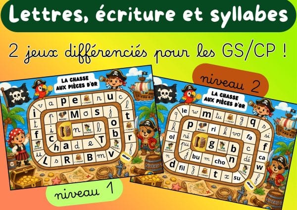 Aperçu jeu chasse aux pièce d'or lettres alphabet GS CP