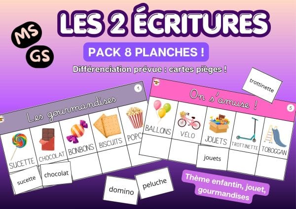 Aperçu les 3 écritures mots en 3 costumes MS GS jeu jouet amuse enfant