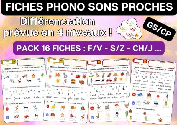 Aperçu pack fiches phonèmes sons proches