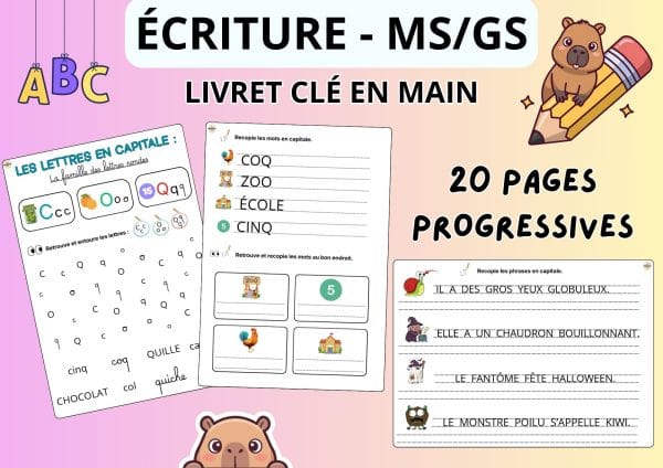 Aperçu cahier écriture mes premiers pas vers l'écriture