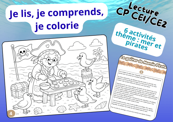 Aperçu je lis je colorie mer CP CE1 CE2