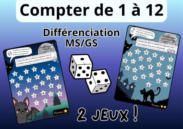 Aperçu jeu de dés compter numération sorcier sorcière gs ms maths