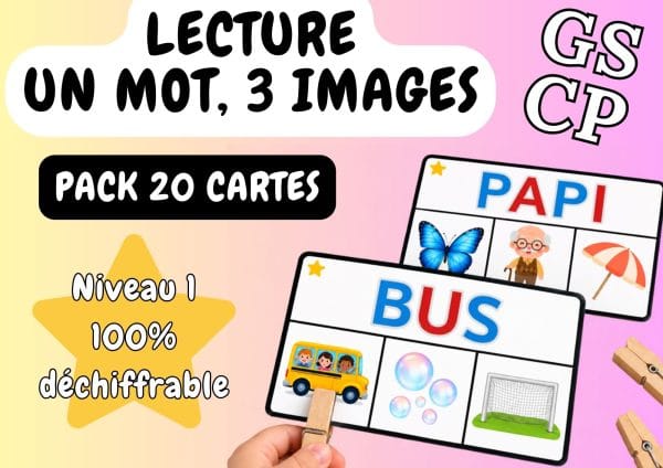 Aperçu carte à pince un mot 3 images niveau 1 GS CP