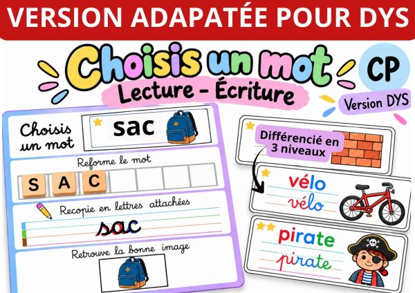 Aperçu écriture de mots CP CE1 DYS