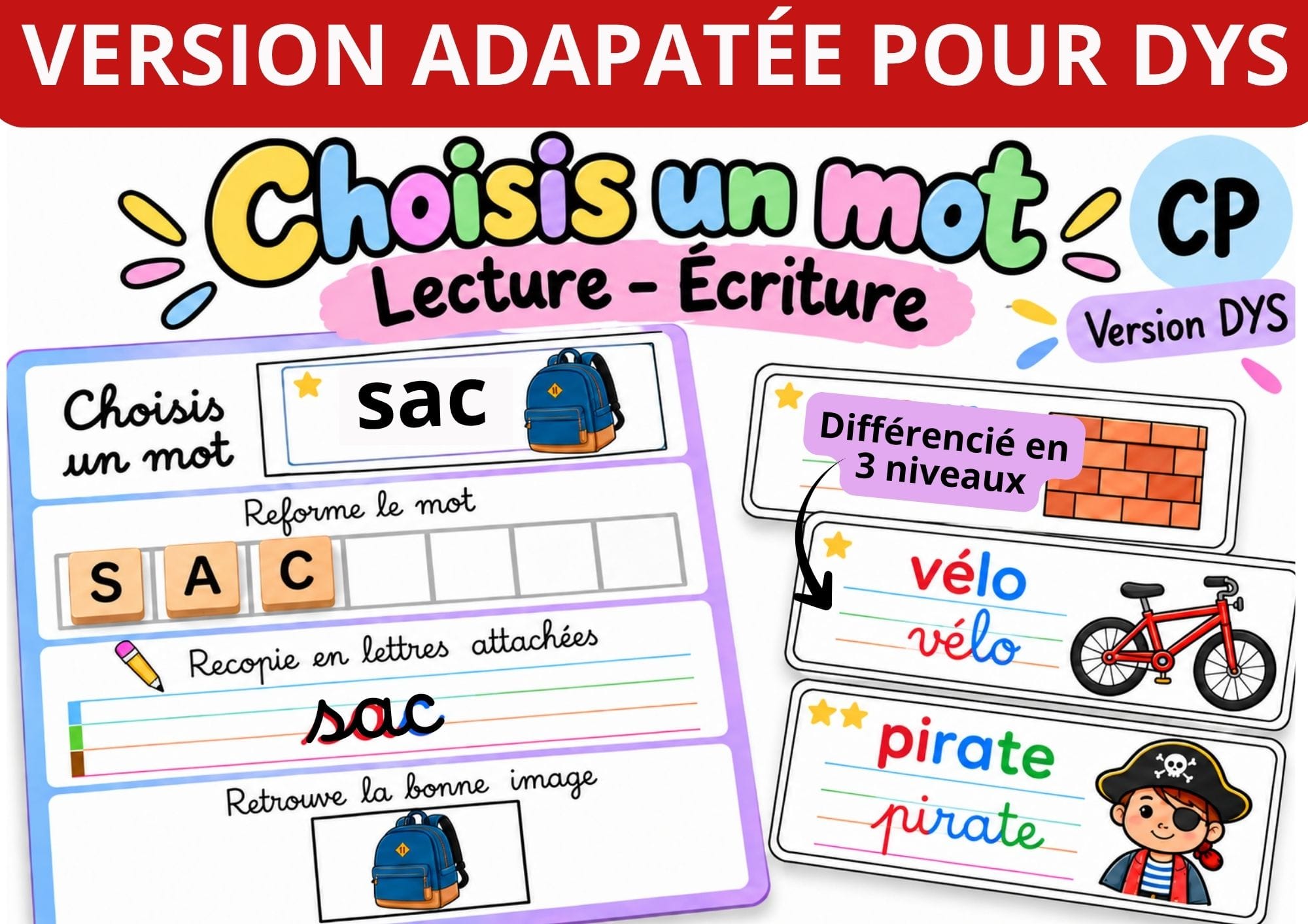 Aperçu écriture de mots CP CE1 DYS