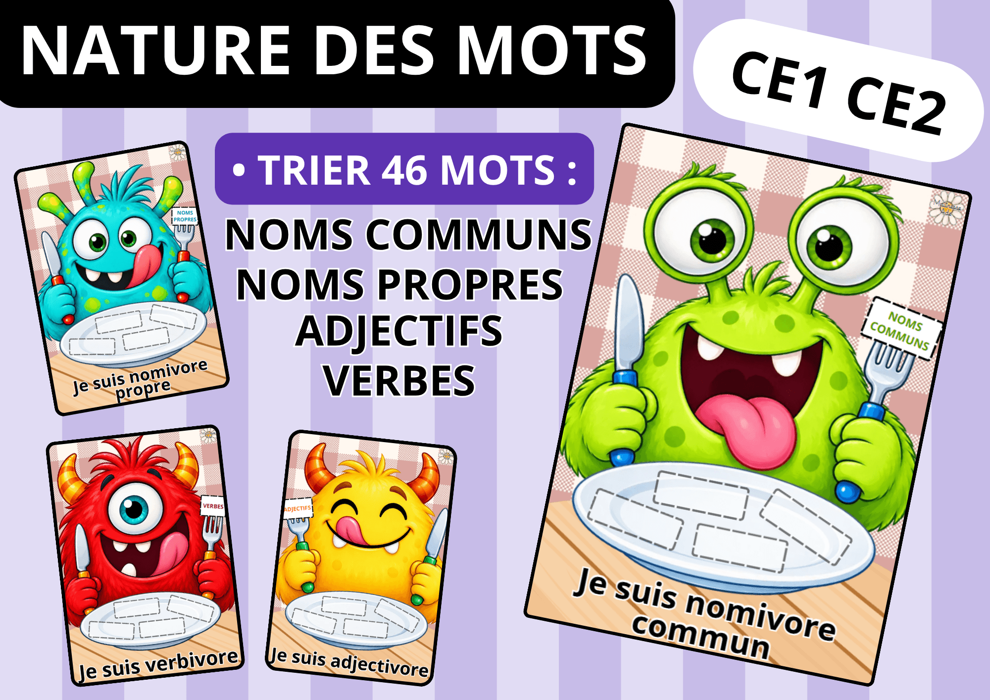 Aperçu monstres mangeurs de mots CE1 CE2