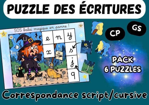 Aperçu puzzle correspondance lettres PS MS écritures capitale capitae