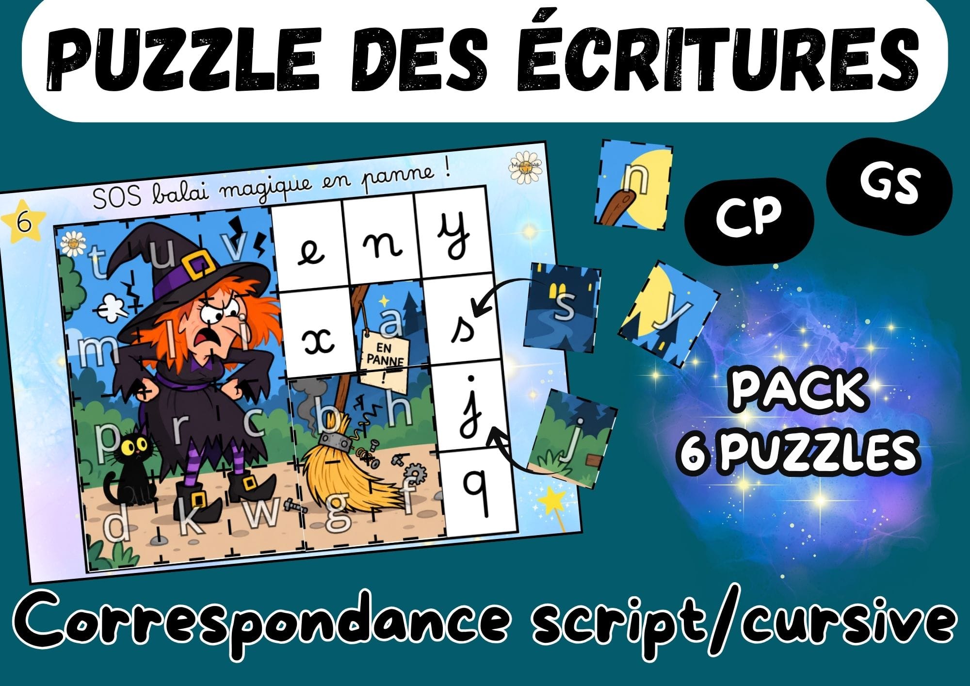 Aperçu puzzle correspondance lettres PS MS écritures capitale capitae