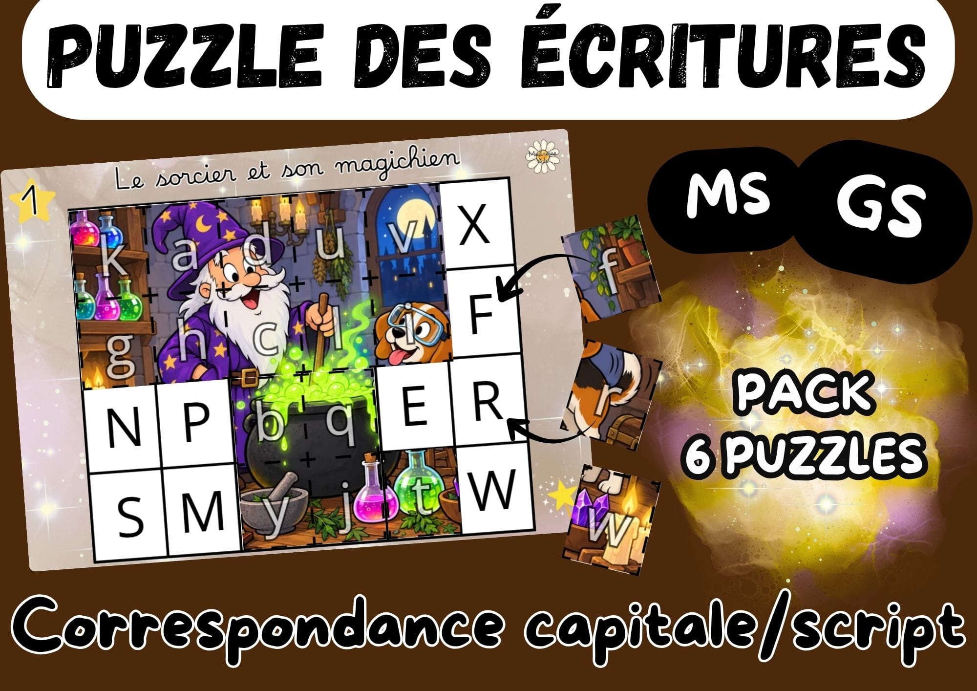Aperçu puzzle correspondance lettresMS GS capitale script